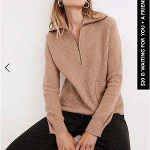 NWT Madewell glennbrook quarter zip sweater in tan